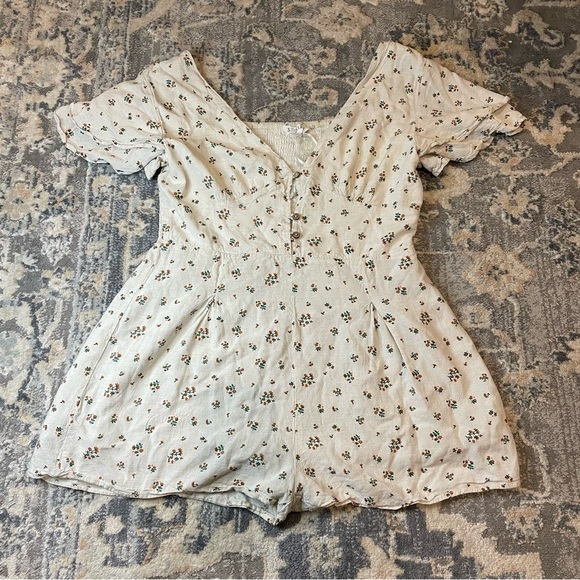 Floral Button-Front Romper - Picture 1 of 6